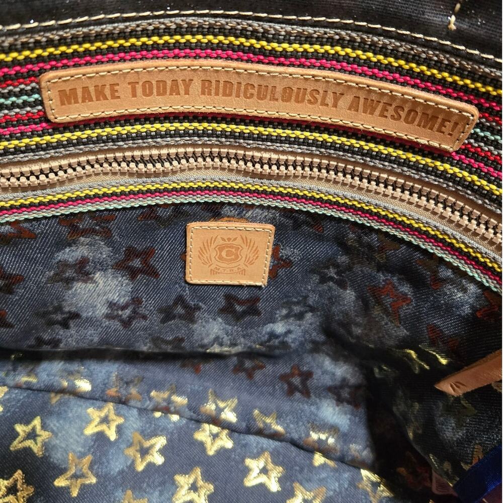 Consuela Checked Out‎ Orange Blue Multi Quatro Large Carry All Tote Bag - Picture 8 of 10